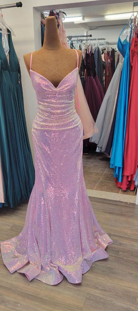 Robe de bal lilas scintillant, sirène