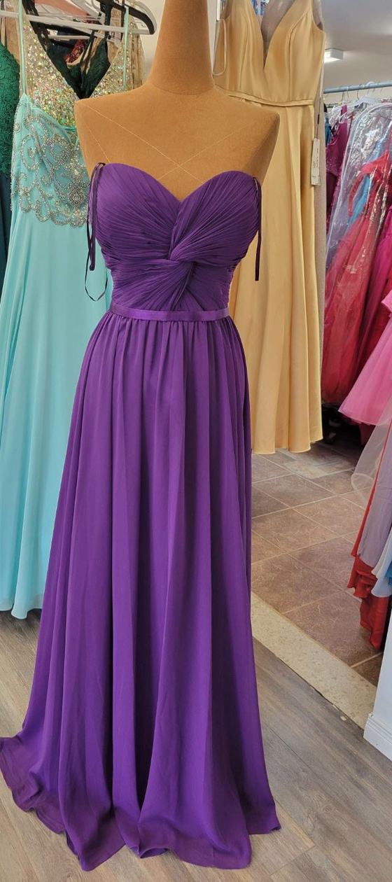 Robe de bal violet, mousseline drapée