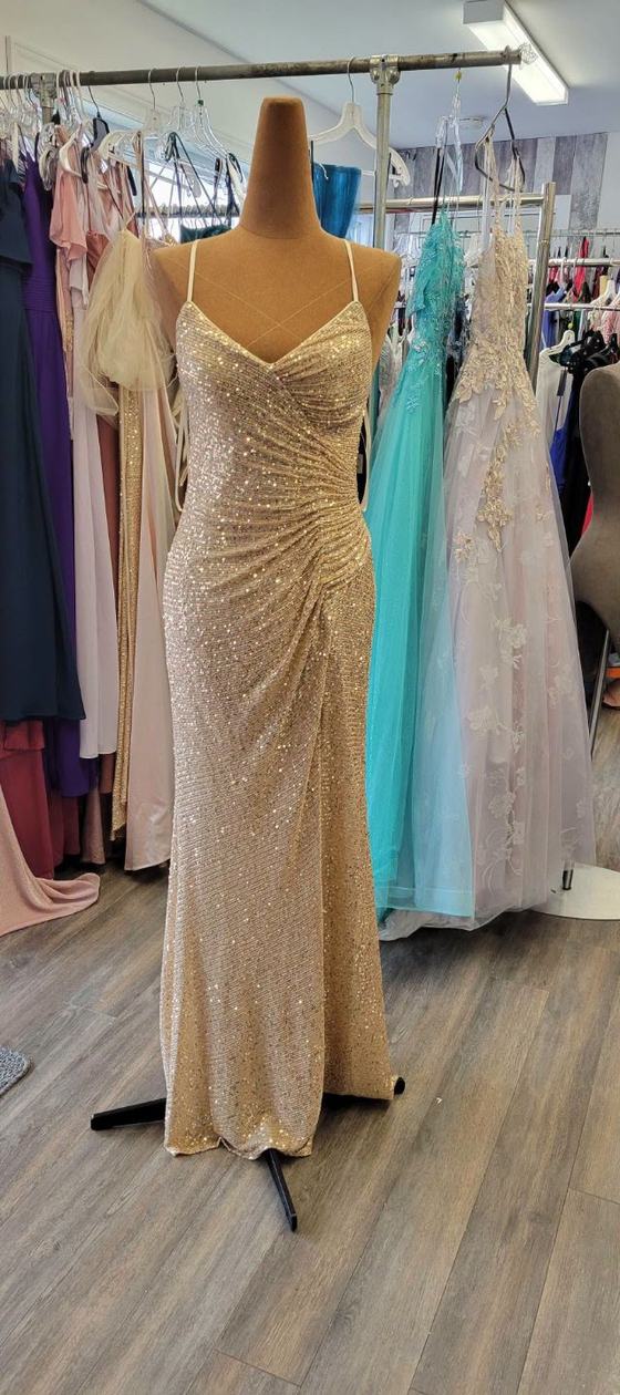 Robe de bal champagne, paillettes